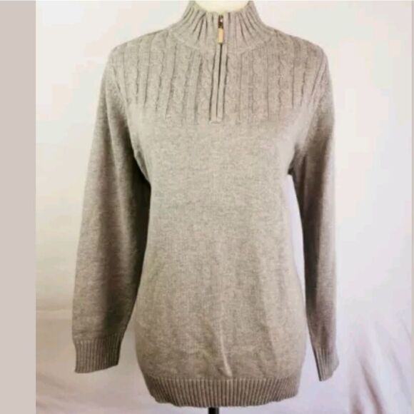 Karen Scott Zip Mockneck Plus Size 0X Gray Sweater - Picture 1 of 3